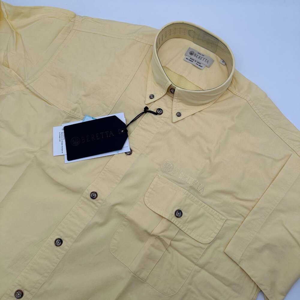 Beretta Men's TM Short Sleeve Performance Shooting Shirt, Size L, Pale‎ Yellow
